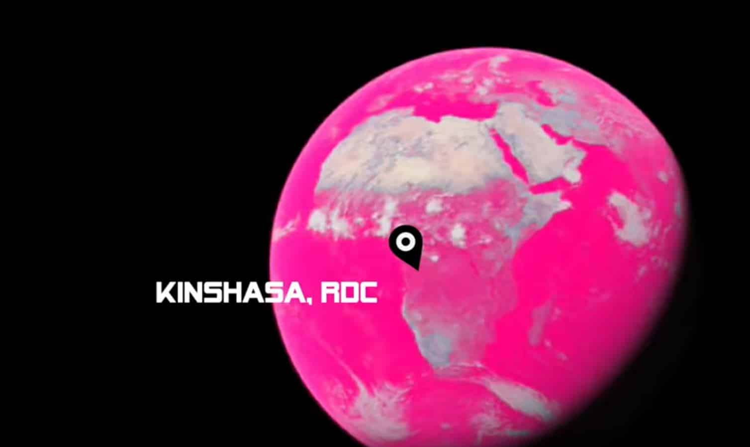 Globus mit einer Einzeichnung Kinshasa